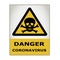 Warning danger coronavirus, caution board card