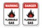 Warning and danger flammable gas signs