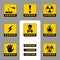 Warning and Danger. Square Icons. Set of Road and Safety Signs. Vector Labels