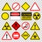 Warning danger under construction sings icons vector set