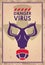 Warning danger virus poster with mask