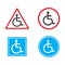 Warning disabled people sign flat symbol vector icon set isolated on white background.illustration
