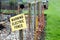 Warning electric fence sign on electric fence