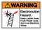 Warning Electrocution Hazard Keep Ladder Away From Power Lines And Live Electrical Wires Symbol Sign,Vector Illustration, Isolated