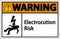 Warning Electrocution Risk Sign On White Background