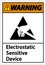 Warning Electrostatic Sensitive Device Sign On White Background