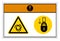 Warning Equipment Starts Automatically Lock Out In De-Energized State Symbol Sign On White Background