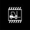 Warning Forklift truck icon isolated on dark background