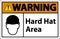 Warning Hard Hat Protection Required Area Sign On White Background