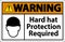 Warning Hard Hat Protection Required Sign On White Background