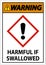 Warning Harmful If Swallowed GHS Sign On White Background