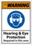 Warning Hearing and Eye Protection Sign On White Background