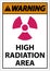 Warning High Radiation Area Sign on white background