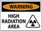 Warning High Radiation Area Sign On White Background