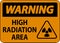 Warning High Radiation Area Sign On White Background