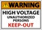 Warning High Voltage Keep Out Sign On White Background