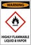 Warning Highly Flammable Liquid and Vapor GHS Sign