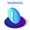 Warning icon. Attention 3d isometric icon. Exclamation mark. Hazard warning symbol. Created For Mobile, Web, Decor