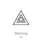 Warning icon vector from auto collection. Thin line warning outline icon vector illustration. Outline, thin line warning icon for