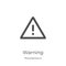 warning icon vector from miscellaneous collection. Thin line warning outline icon vector illustration. Outline, thin line warning