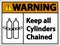 Warning Keep All Cylinders Chained Symbol Sign On White Background