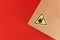 Warning label with bomb icon on parcel