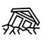 Warning landslide house icon, outline style