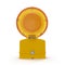 Warning light in yellow, Construction site is protected by fence with flashing beacon lights for safety. Isolated on