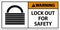 Warning Lock Out Label Sign On White Background