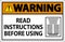 Warning Machine Sign Read Instructions Before Using