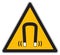 Warning for magnetic field yellow sign