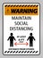 Warning Maintain Social Distancing At Least 6 Ft Sign On White Background,Vector Illustration EPS.10