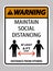 Warning Maintain Social Distancing At Least 6 Ft Sign On White Background,Vector Illustration EPS.10