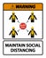 Warning Maintain social distancing, stay 6ft apart sign,coronavirus COVID-19 Sign Isolate On White Background,Vector Illustration