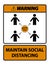 Warning Maintain social distancing, stay 6ft apart sign,coronavirus COVID-19 Sign Isolate On White Background,Vector Illustration