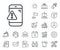 Warning message line icon. Phone alert sign. Salaryman, gender equality and alert bell. Vector