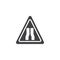 Warning narrow road ahead traffic signs icon vector