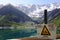 Warning near artificial Lac de Grand-Maison, Rhone-Alpes, France