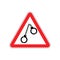 Warning police. Handcuffs on red triangle. Road sign attention