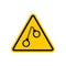 Warning police. Handcuffs on yellow triangle. Road sign attention