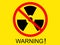 Warning radiation icon symbol black on yellow screen with warning word