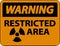 Warning Restricted Area Sign On White Background