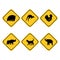 Warning road sign of animal crossing