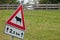 Warning road sign for animal presence long an Italian mountain street