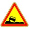 warning road sign dangerous roadside. traffic rules and safe driving. vector illustration.