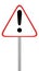 Warning road sign with exclamation mark on white