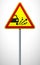 warning road sign throwing stone materials. triangular sign on a metal pole. traffic rules and safe driving. vector