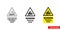 Warning rowing area hazard sign icon of 3 types color, black and white, outline. Isolated vector sign symbol.