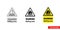 Warning sailing area hazard sign icon of 3 types color, black and white, outline. Isolated vector sign symbol.