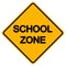 Warning School Zone Yellow Symbol Sign, Vector Illustration, Isolate On White Background Label. EPS10